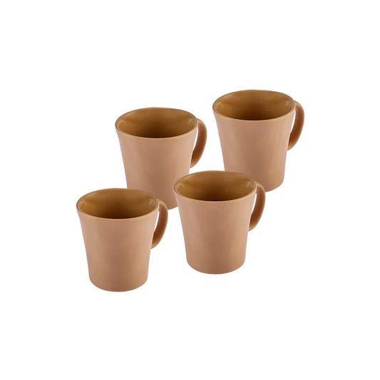 Pisa, 4 Piece Stoneware Espresso Turkish Coffee Cup Set for 4 People, 120ML, Brown