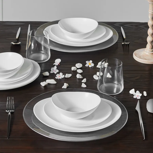 White Pure, 12 Piece Opal Glass Dinner Set for 4 People, White