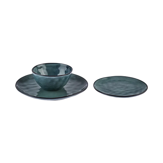 Aria, 12 Piece Reactive Glaze Dinner Set for 4 People, Green