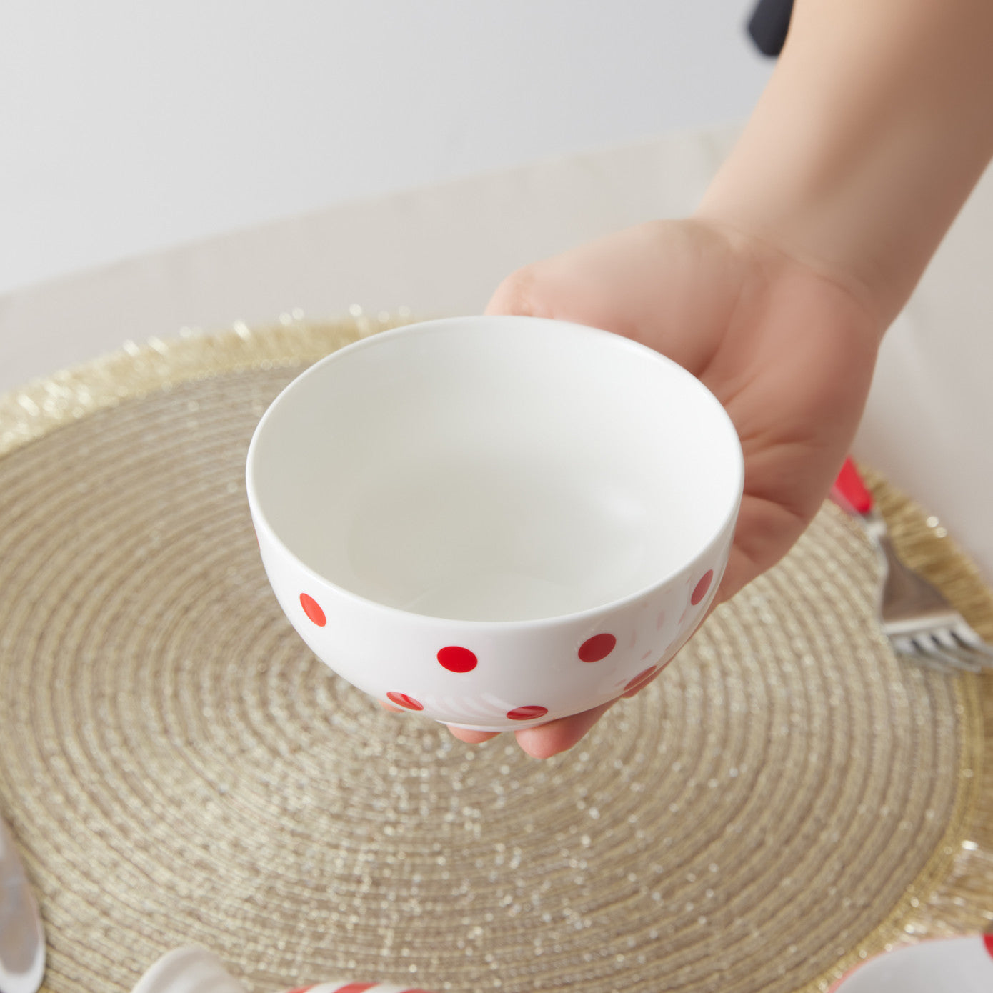 Polka Dot, Porcelain Snack Bowl, 11cm, White Multi