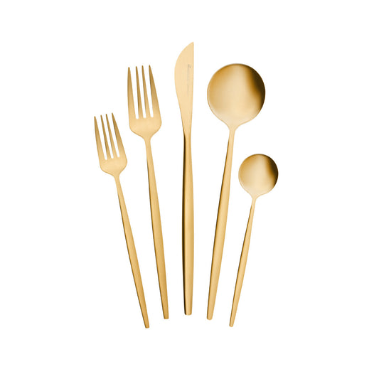 Orion, 30 Piece Stainless Steel Cutlery Set for 6 People, Matte Gold