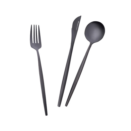 Orion, 30 Piece Stainless Steel Cutlery Set for 6 People, Shiny Black