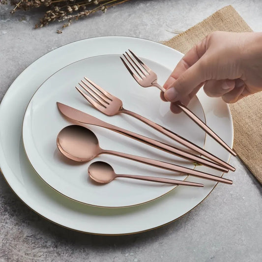 Orion, 30 Piece Stainless Steel Cutlery Set for 6 People, Matte Rosegold