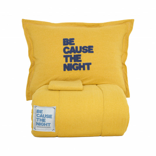 Motto Cotton Comfort, Quilt Set, Double, Mustard