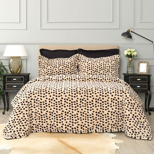 Karaca Home Leopard Fur Fluffy Duvet Bed Cover Two Person