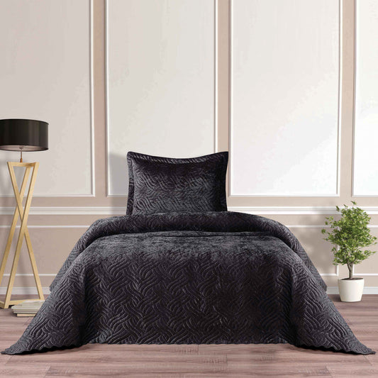 Lamia, Bedspread Set, Single, Anthracite