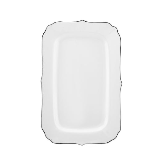 Karaca Daisy Daisy Platinum Wave Shape Set de veselă de 27 de piese pentru 6 persoane cu platou de servit