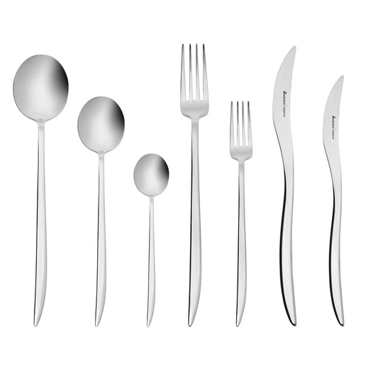 Amour, 84 Piece Stainless Steel Cutlery Set for 12 People, Silver