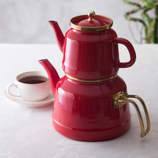 Karaca Enamel Induction Teapot, 28 cm, Red Gold