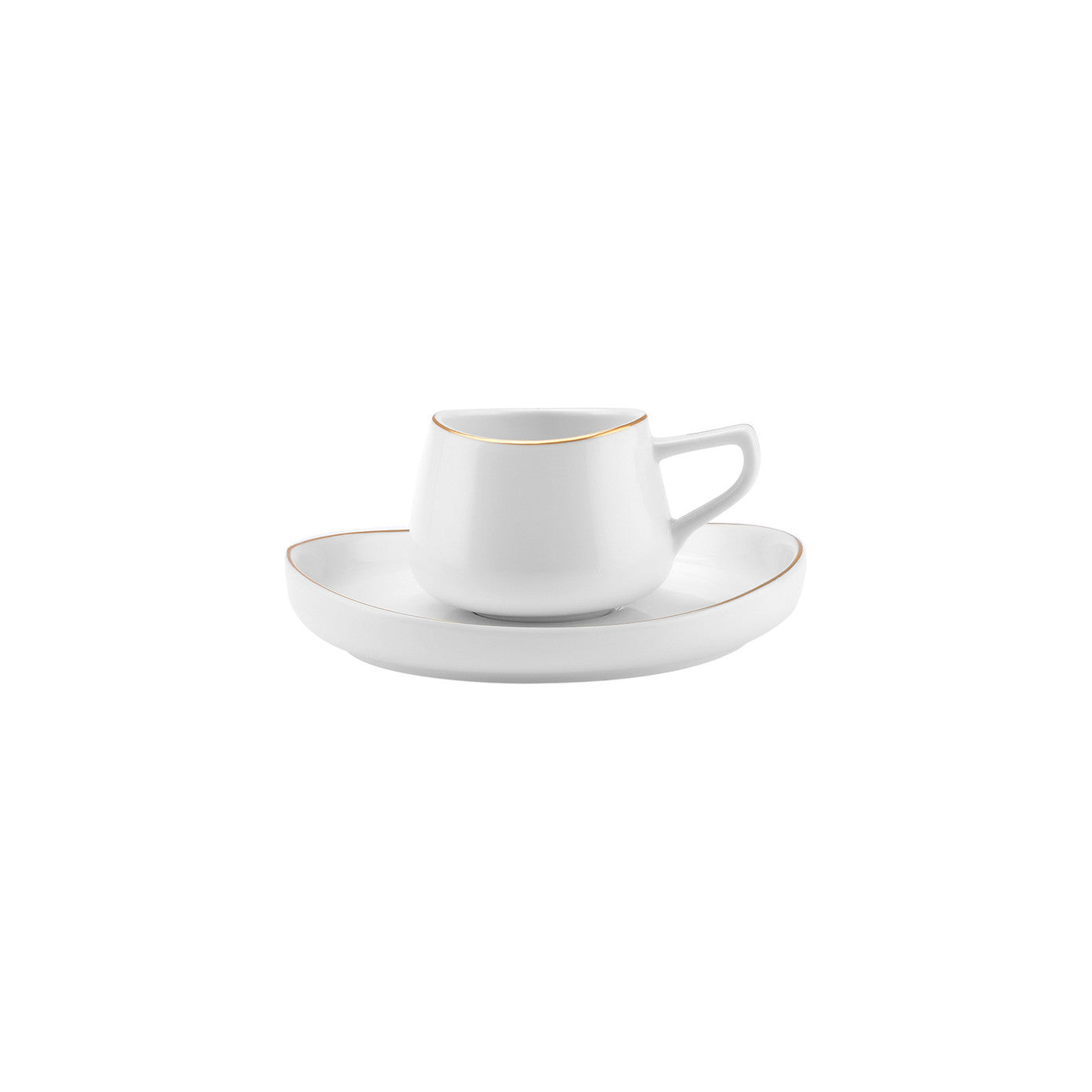 Karaca Hole set de 6 cești de cafea turcească Espresso din porțelan , 12 bucăți, 90ml, alb auriu