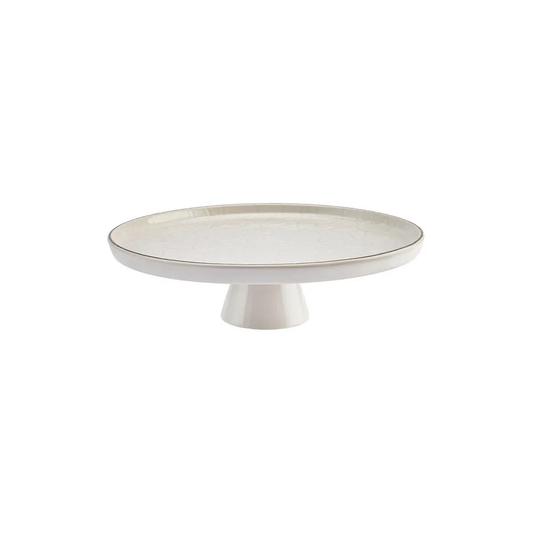 Calvin, Ceramic Cake Stand, 23cm, White Gold