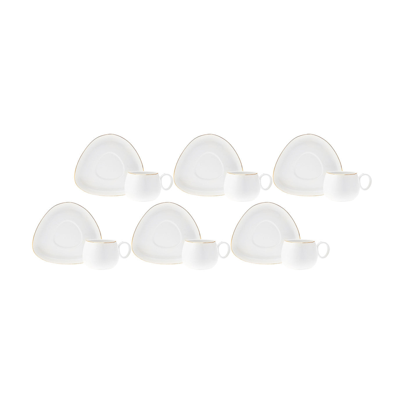Karaca Tribe set de 6 cești de cafea turcească Espresso din porțelan , 12 bucăți, 90ml, aur alb