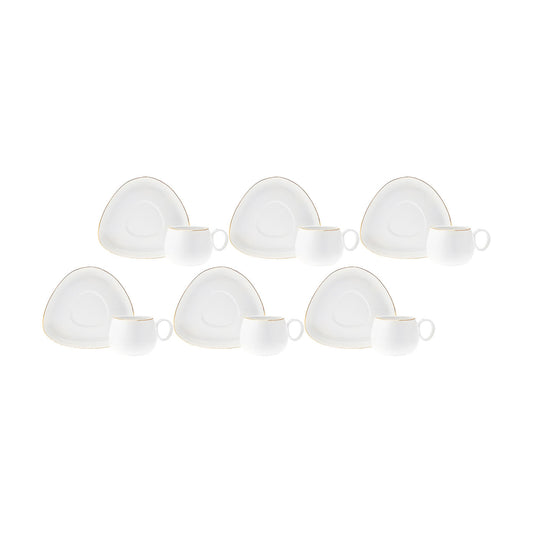 Karaca Tribe set de 6 cești de cafea turcească Espresso din porțelan , 12 bucăți, 90ml, aur alb