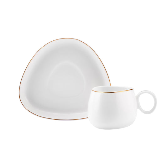 Karaca Tribe set de 6 cești de cafea turcească Espresso din porțelan , 12 bucăți, 90ml, aur alb