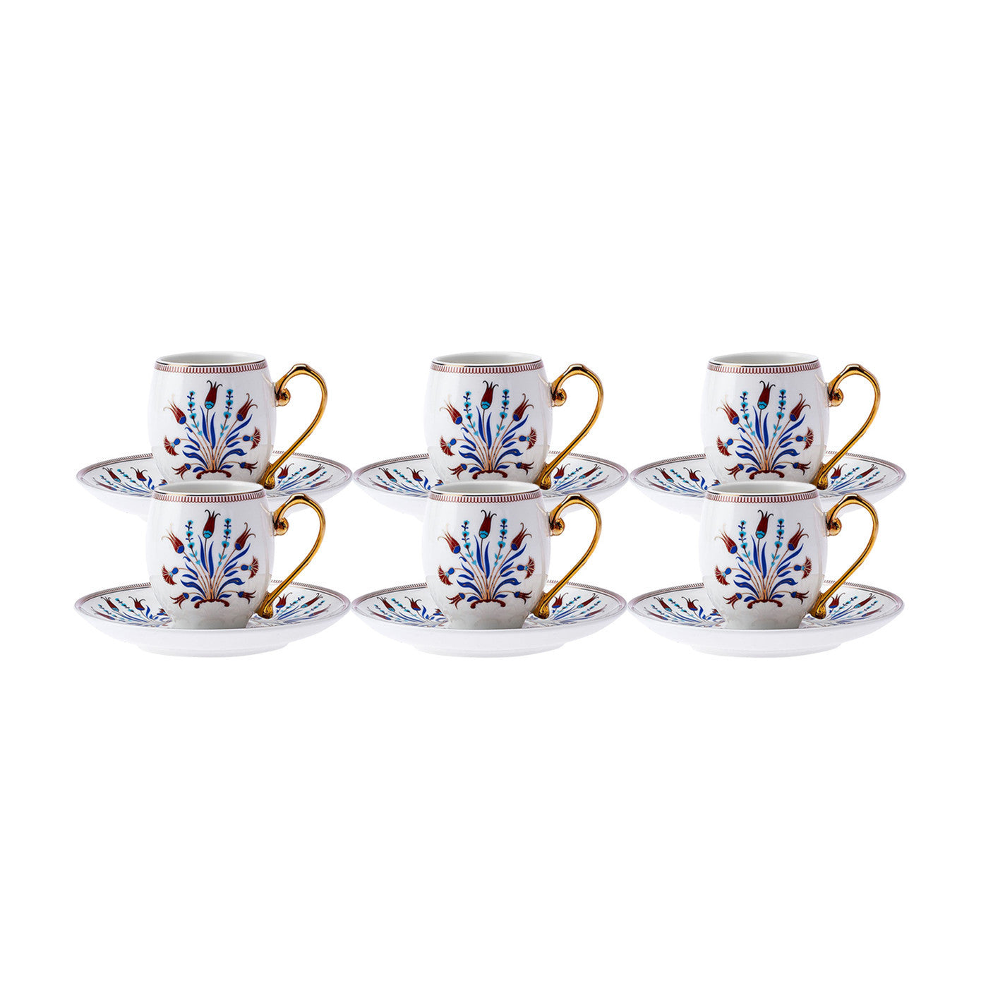 Karaca Finike Porțelan de porțelan pentru cafea turcească espresso pentru 6, 12 bucăți, 80ml, alb multiplu