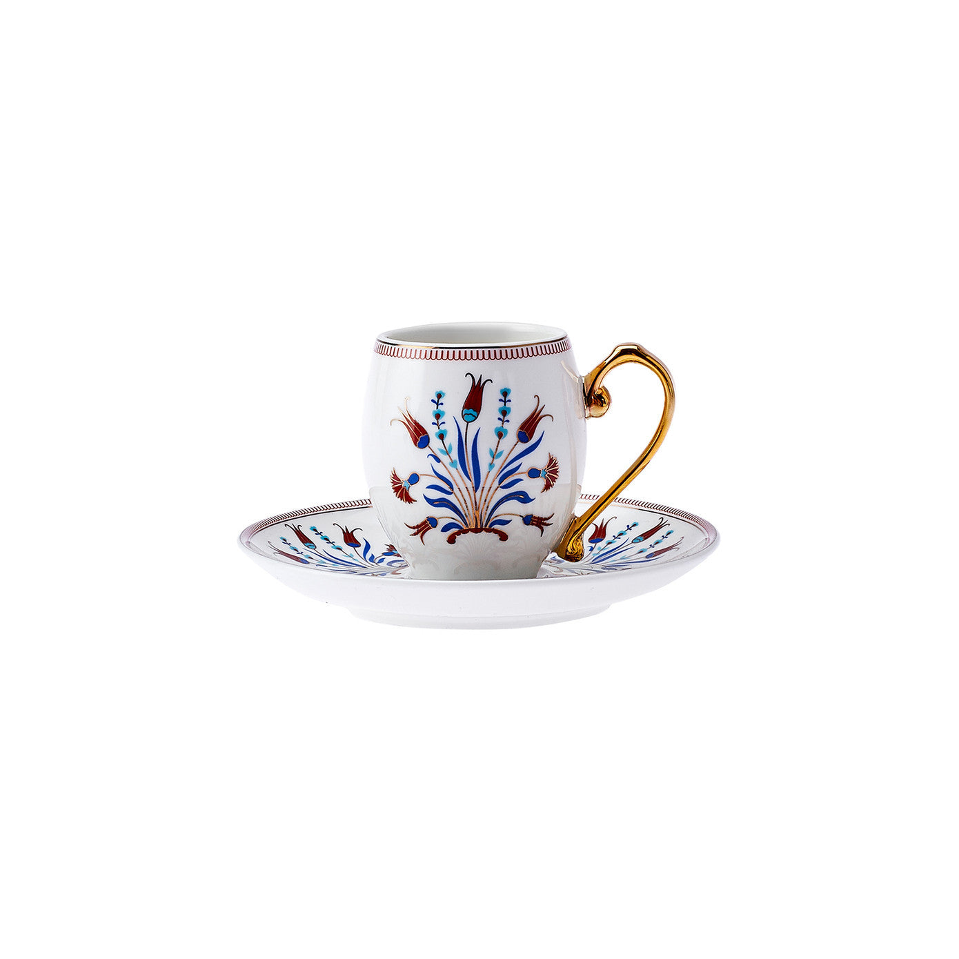 Finike, 12 Piece Porcelain Espresso Turkish Coffee Cup for 6 People, 80ml, White Multi