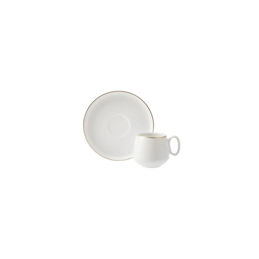 Karaca set de 6 cești de cafea turcească Espresso din porțelan , 12 bucăți, 90ml, aur alb
