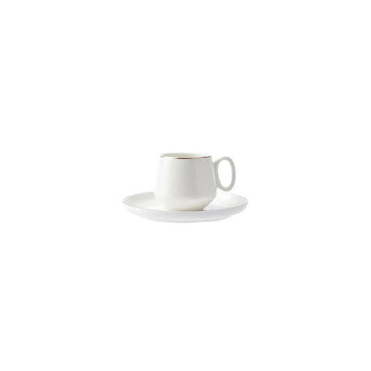 Karaca set de 6 cești de cafea turcească Espresso din porțelan , 12 bucăți, 90ml, aur alb