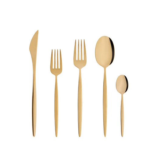 Lizbon, 30 Piece Stainless Steel Cutlery Set for 6 People, Gold