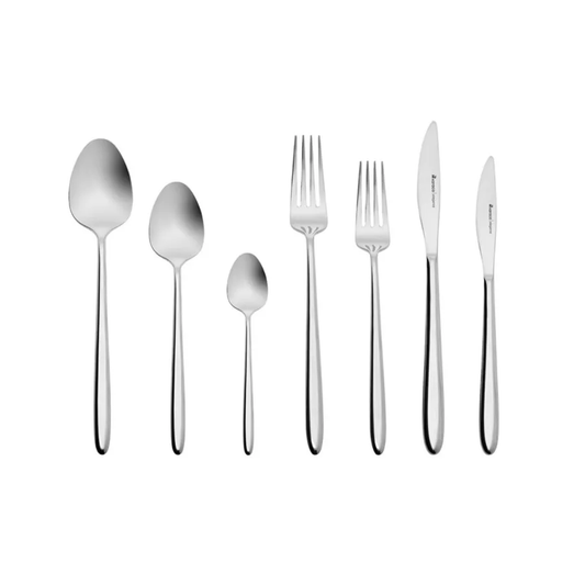 New Flow, 84 Piece Stainless Steel Cutlery Set for 12 People, Silver