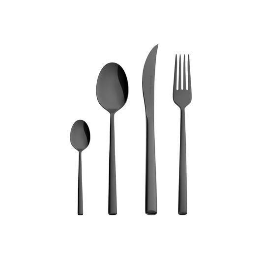 Tivoli, 16 Piece Stainless Steel Cutlery Set for 4 People, Black