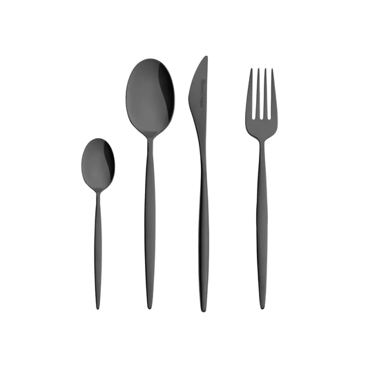 Lizbon, 16 Piece Stainless Steel Cutlery Set for 4 People, Black