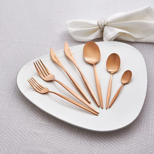 Lizbon, 28 Piece Stainless Steel Cutlery Set for 4 People, Rosegold