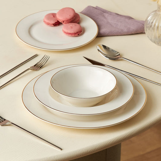 Set Veselă Karaca Rebeca Gold Porțelan, 24 Pıese, Pentru 6 Persoane