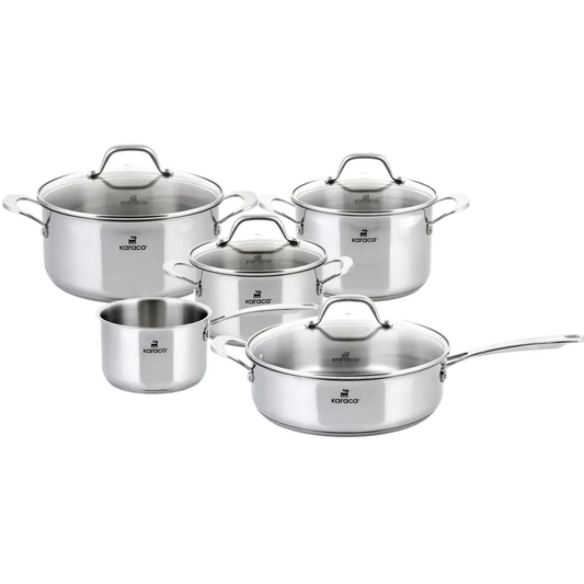 9 Piece Stainless Steel Cookware Set, Induction, Silver
