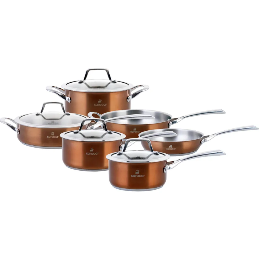 10 Piece Stainless Steel Cookware Set, Induction, Rosegold
