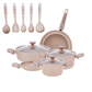 Biogranite, 13 Piece Cookware Set with Kitchen Utensil Set,  Induction, Rosegold