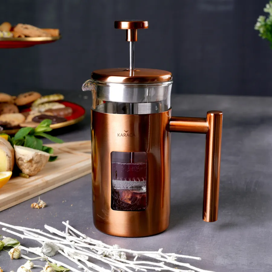 Borosilicate, Glass Copper French Press, 350ML, Copper Silver