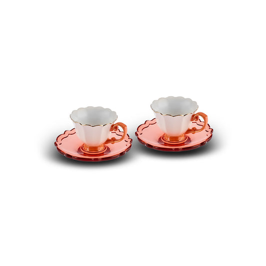 Set cești de cafea Samo Portocaliu, Pentru 2 persoane, 90 ml