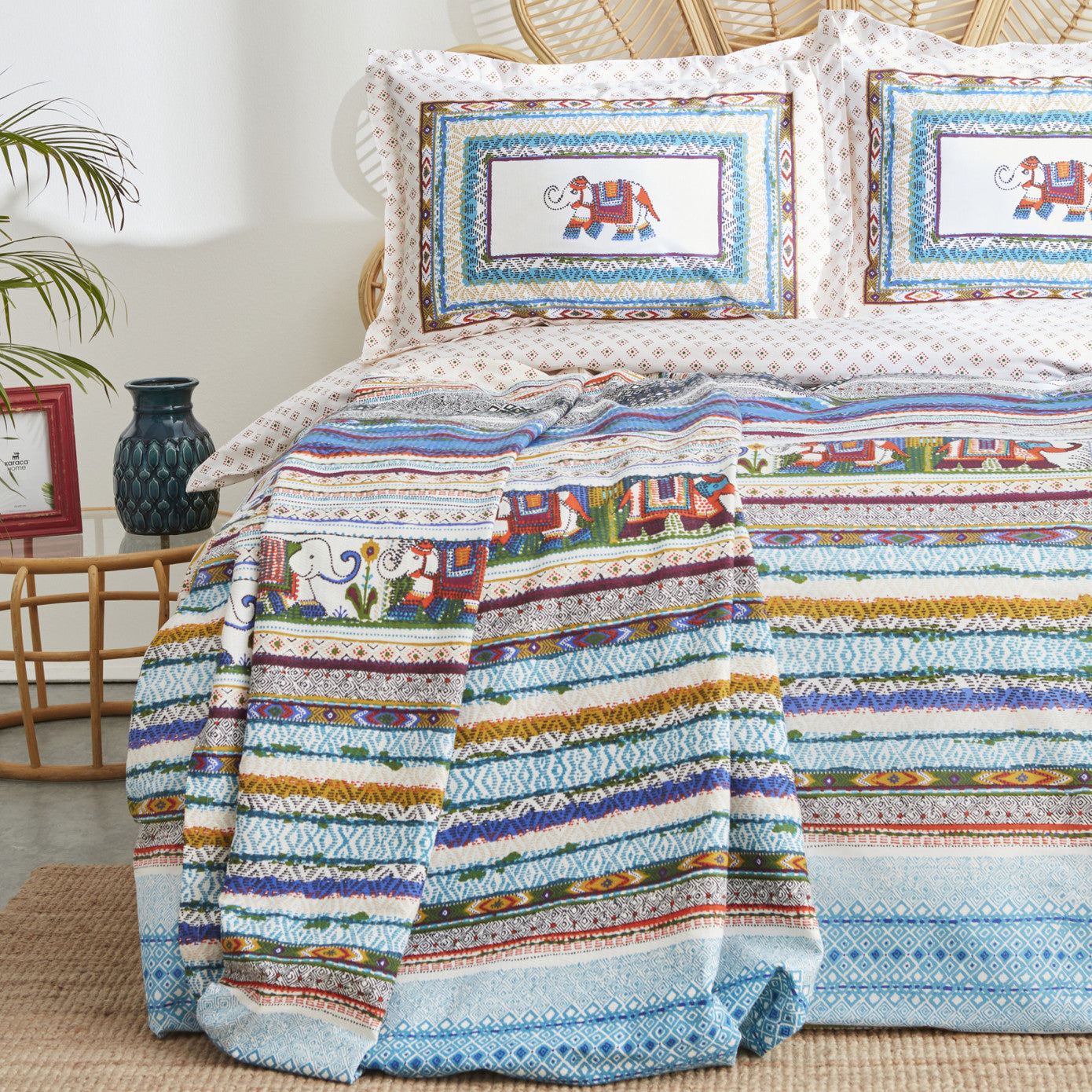 Set dublu de husă de pilotă Karaca Home Perez muștar 100% bumbac cu pique gratuit