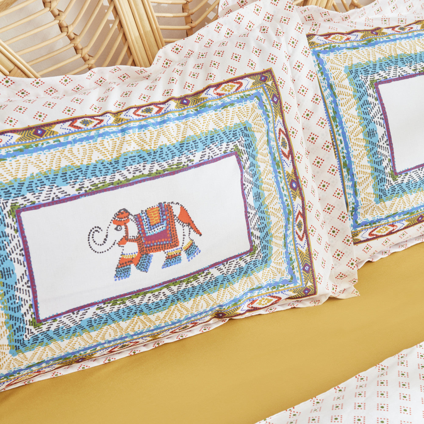 Set dublu de husă de pilotă Karaca Home Perez muștar 100% bumbac cu pique gratuit