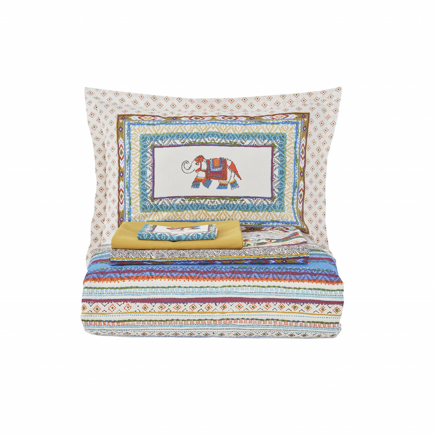Set dublu de husă de pilotă Karaca Home Perez muștar 100% bumbac cu pique gratuit