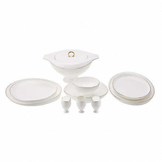 Fine Pearl Extra Wilderness, 62 Piece Dinner Set for 12 People, White Gold