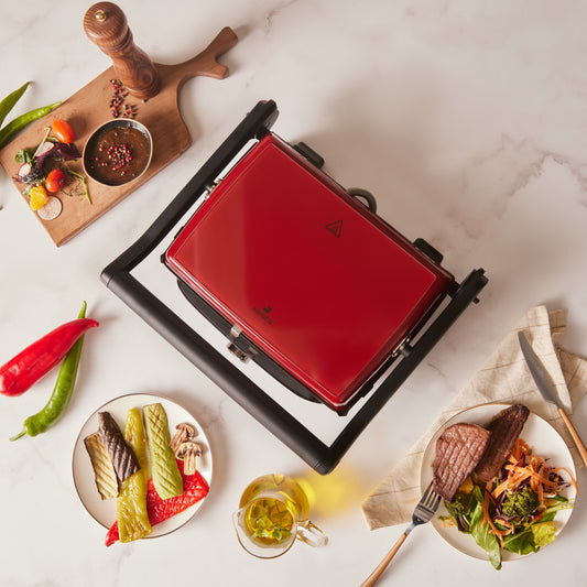 Karaca Gastro Grill Glass Premium 2400W Prăjitor și Grătar Roșu