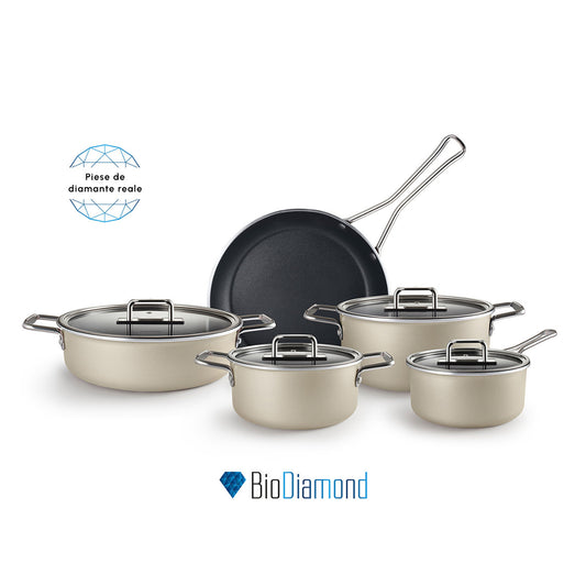 Mastermaid BioDiamond, 9 Piece Cookware Set, Cream