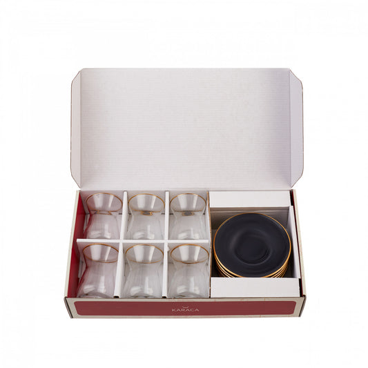 Set De Ceai Karaca Retro Antracit Pentru 6 Persoane