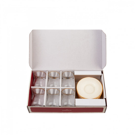 Set De Ceai Karaca Retro Bej Pentru 6 Persoane