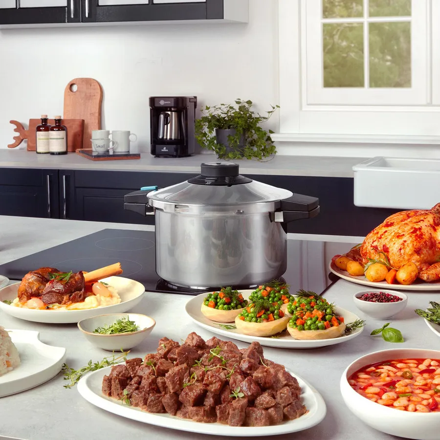 Quick and Safe 2 Piece Stainless Steel Pressure Cooker Set Induction 4 6L