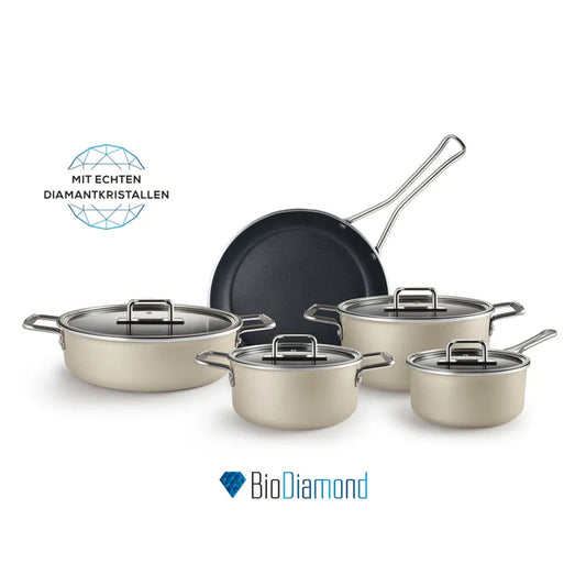 Mastermaid BioDiamond, 9 Piece Cookware Set, Cream