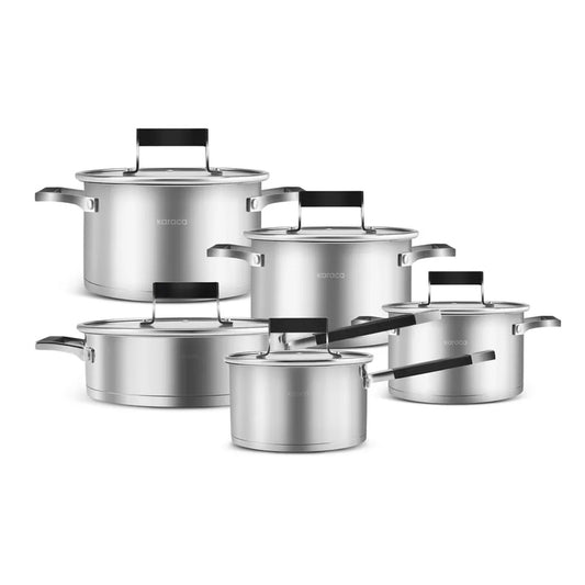 Eikki, 10 Piece Stainless Steel Cookware Set, Induction, Anthracite Silver