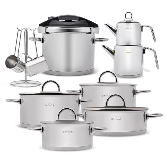 17 Piece Stainless Steel Pressure Cooker Set, Induction, Silver