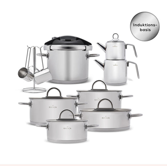 17 Piece Stainless Steel Pressure Cooker Set, Induction, Silver