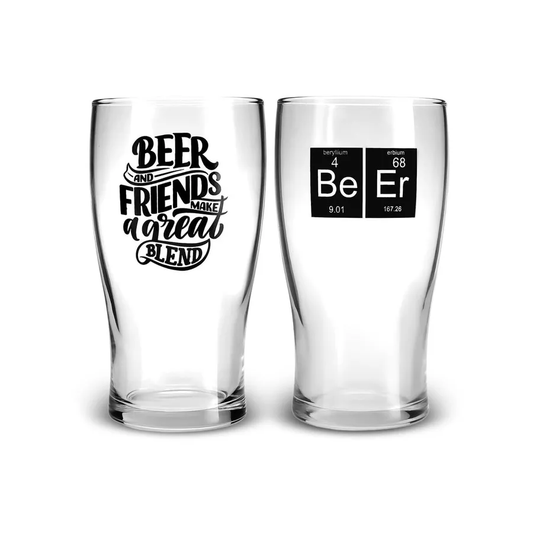 2 Piece Glass Beer Glass Set, 454ML, Transparent Black