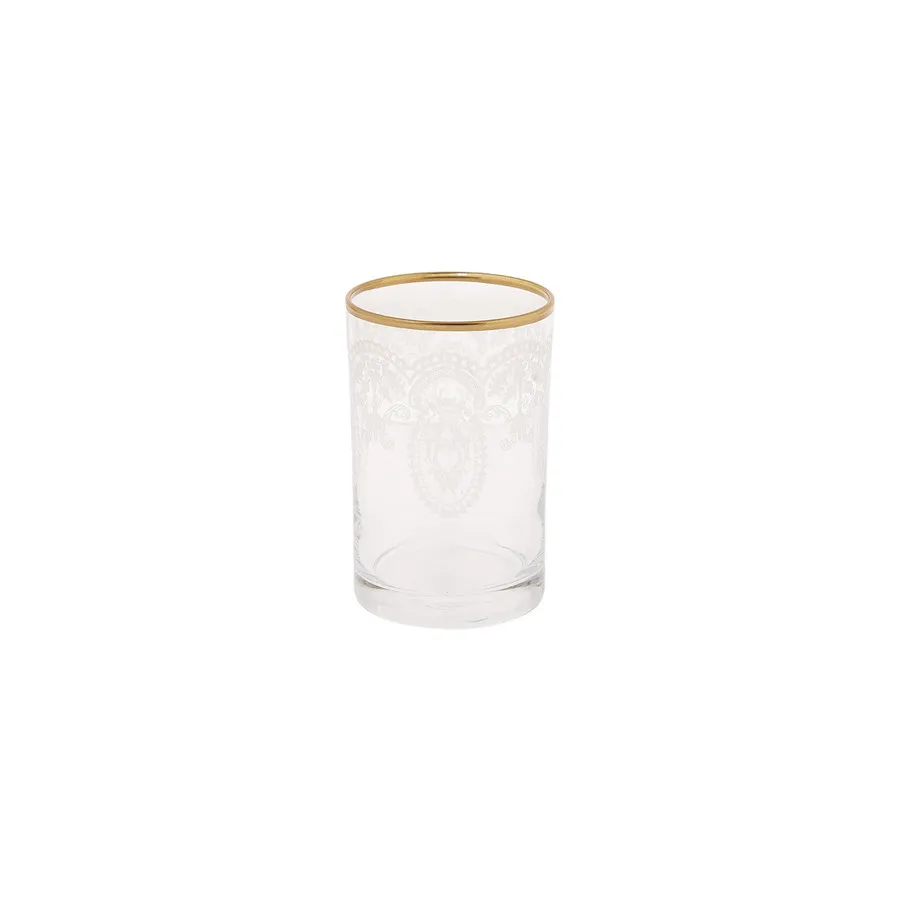 Beril, 6 Piece Glass Small Water Glass Set, Gold Transparent