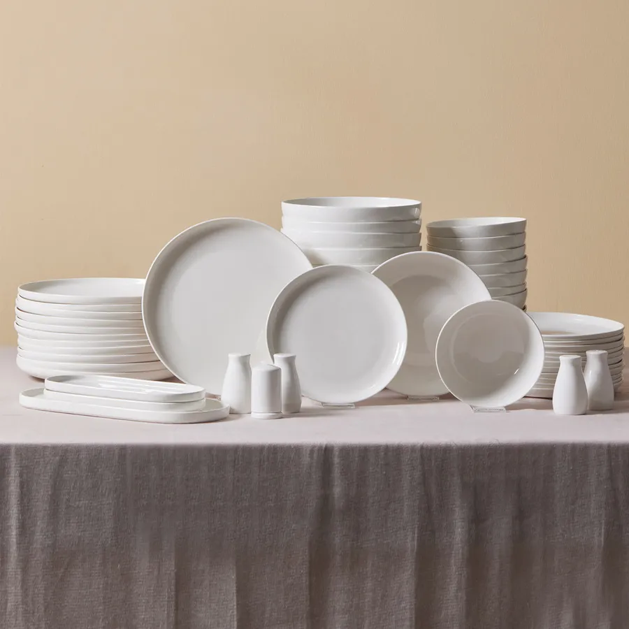 Favaro, 56 Piece New Generation Bone Dinner Set for 12 People, White