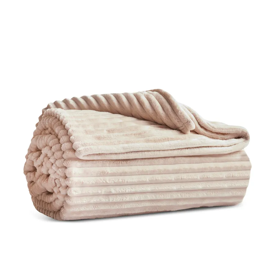 Ruby Stripe Wellsoft, Single Blanket, Ecru